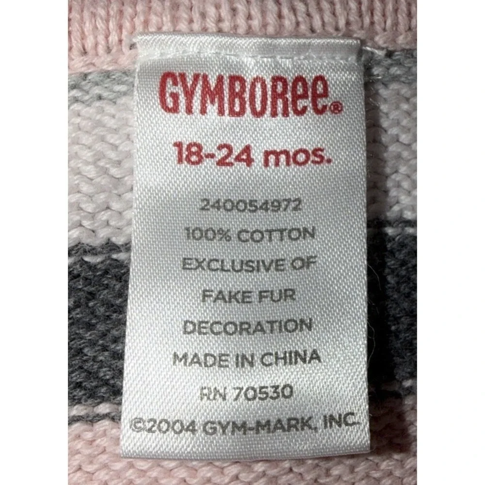 Gymboree Prima Ballerina Striped Cardigan Sweater Top w/Faux Fur Trim 18-24‎ Mon